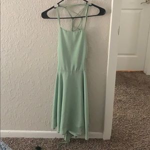 Sage lace up dress